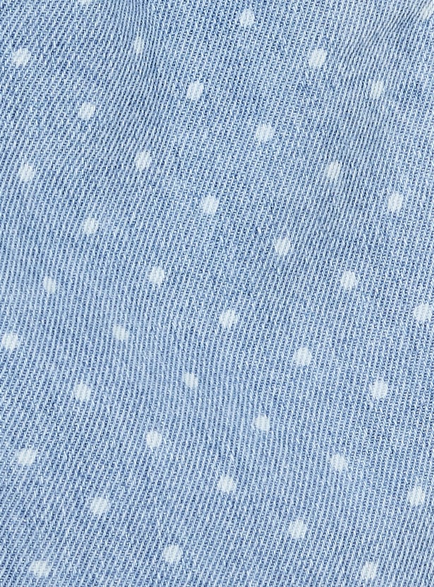 Girls Polka Dot Denim Joggers