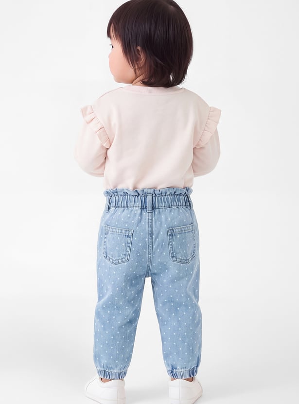 Girls Polka Dot Denim Joggers