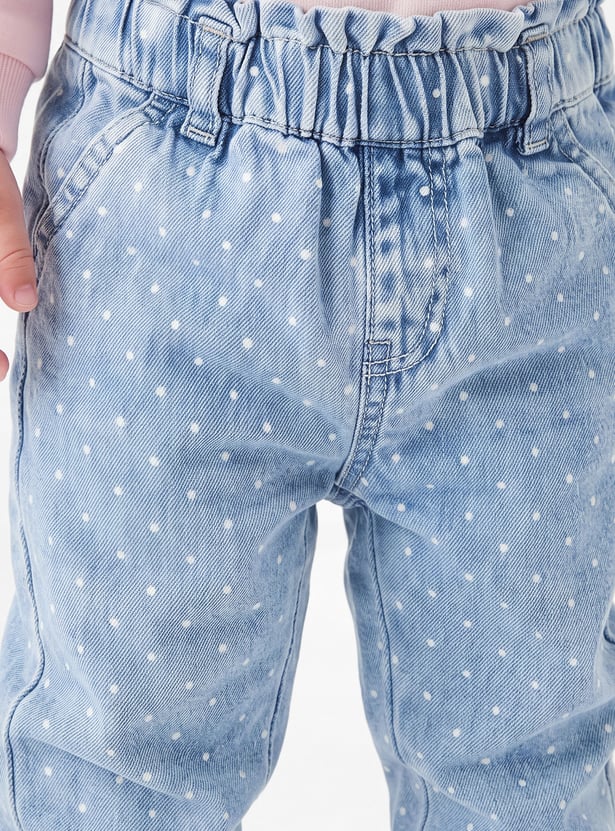 Girls Polka Dot Denim Joggers