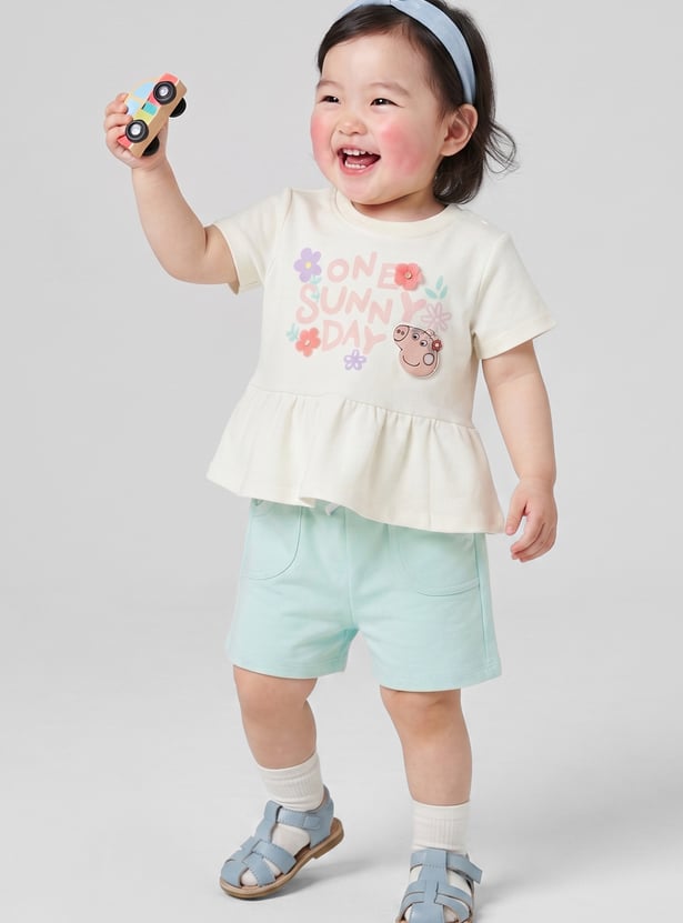 Girls Printed Top with Shorts Set