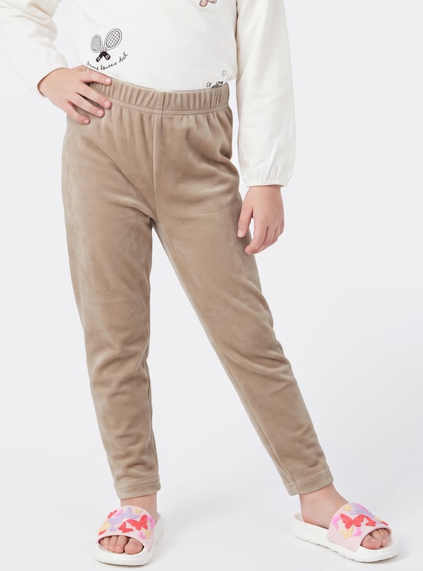 Girls Solid Velour Leggings
