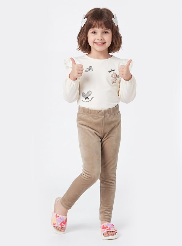 Girls Solid Velour Leggings
