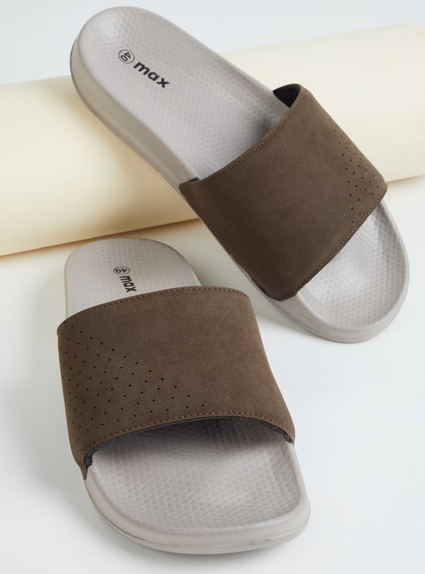 Men Solid Open Toe Sliders