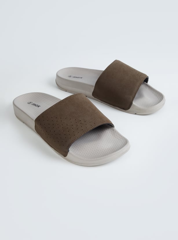 Men Solid Open Toe Sliders