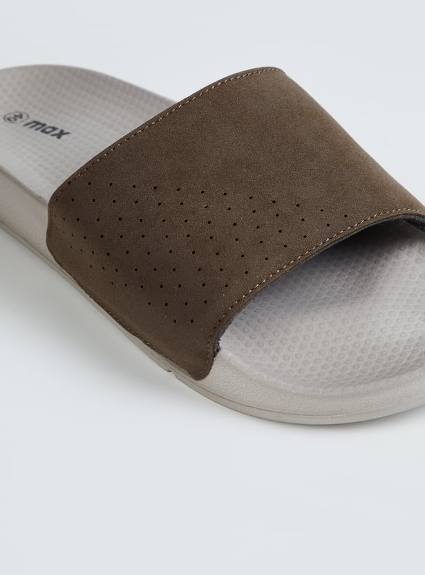 Men Solid Open Toe Sliders