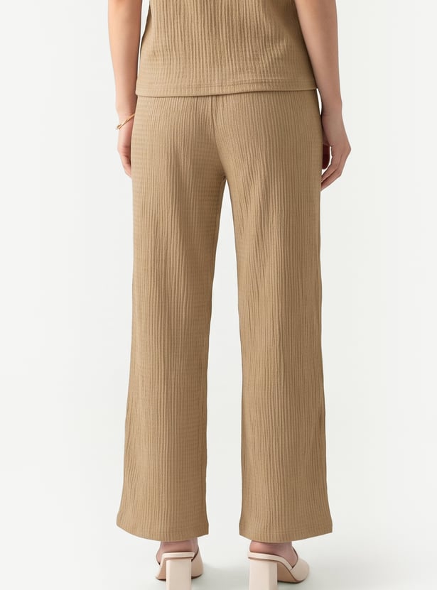 Women Textured Pull-On Pants