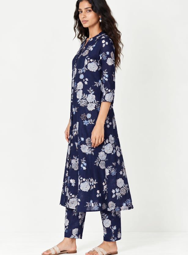 Women Floral Print Straight Kurta Set