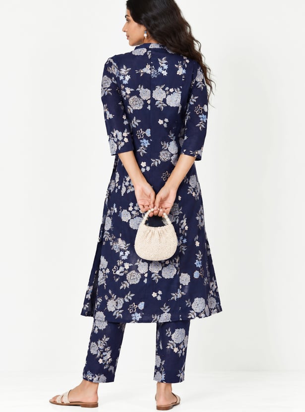 Women Floral Print Straight Kurta Set