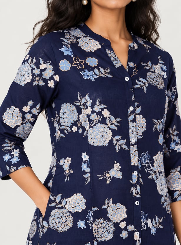 Women Floral Print Straight Kurta Set