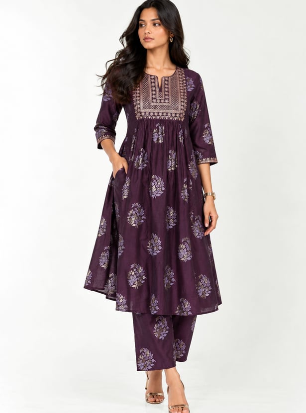 Women Floral Print A-Line Kurta Set
