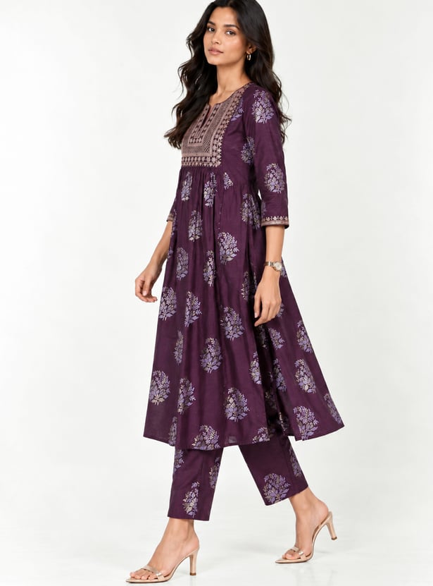 Women Floral Print A-Line Kurta Set