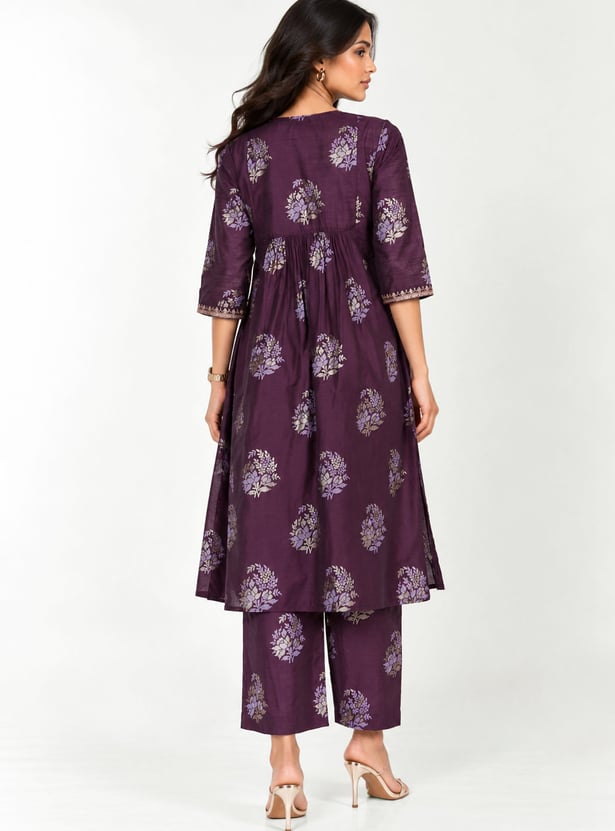 Women Floral Print A-Line Kurta Set