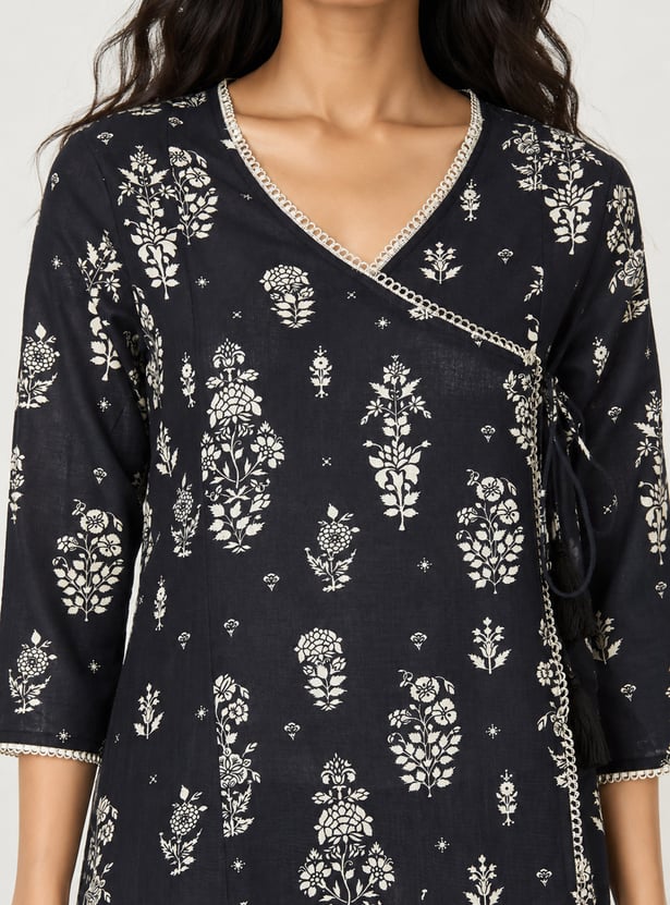 Women Printed Angrakha Kurta Set