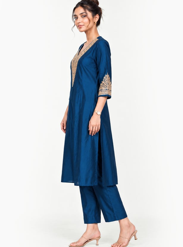 Women Embroidered A-Line Kurta Set