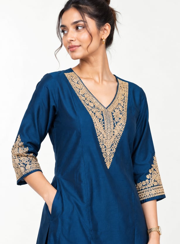 Women Embroidered A-Line Kurta Set