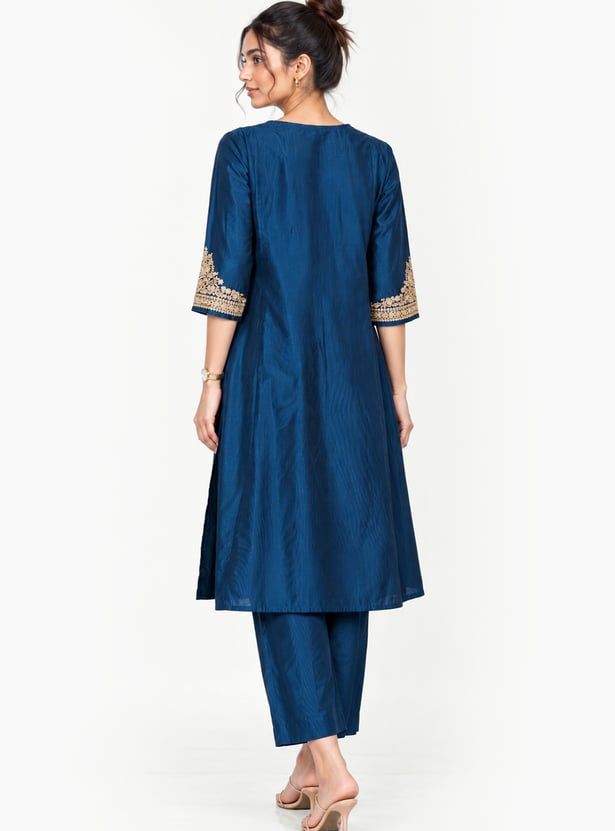 Women Embroidered A-Line Kurta Set