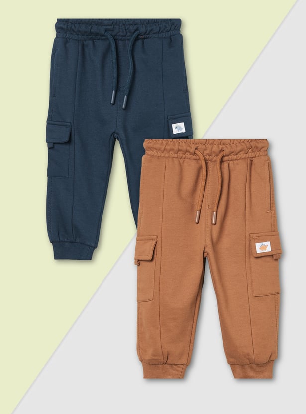 Boys Printed Cargo Joggers - Pack of 2