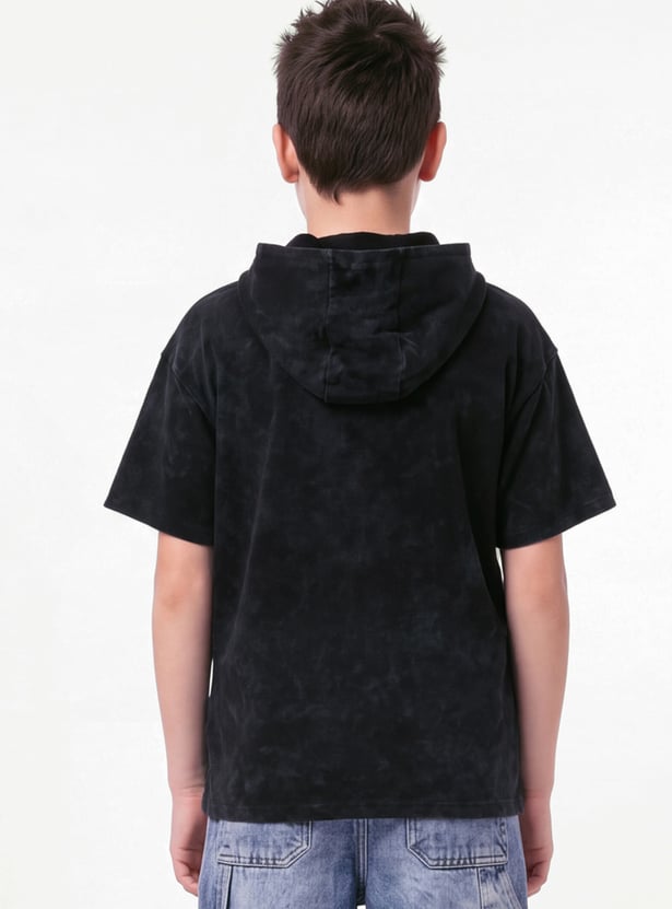 Boys Acid Wash Hooded T-shirt