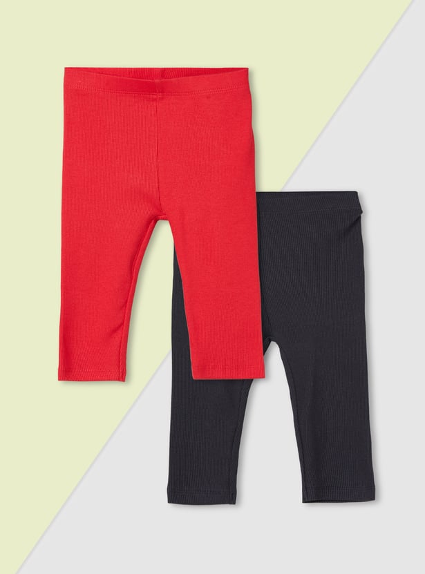 Girls Ribbed Leggings - Pack of 2