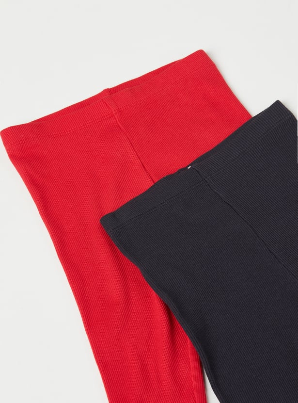 Girls Ribbed Leggings - Pack of 2