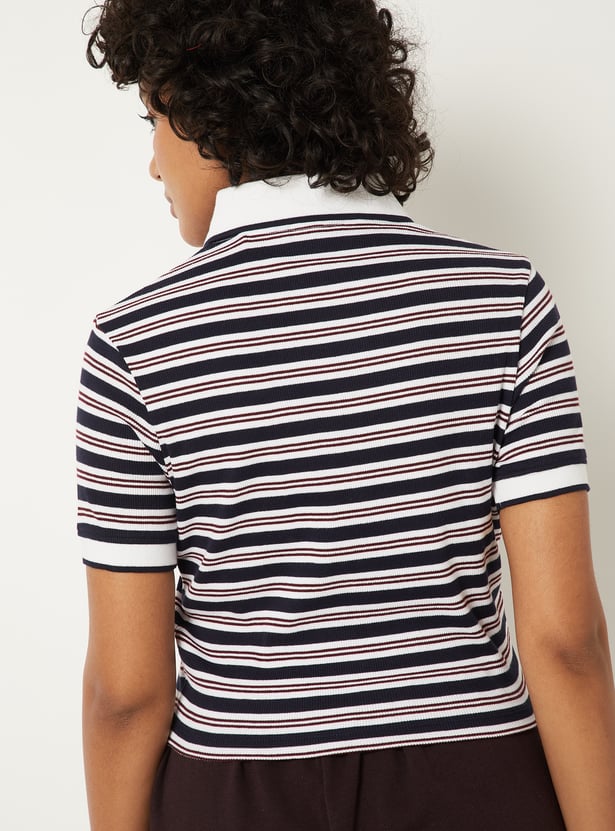 Women Striped Polo T-shirt