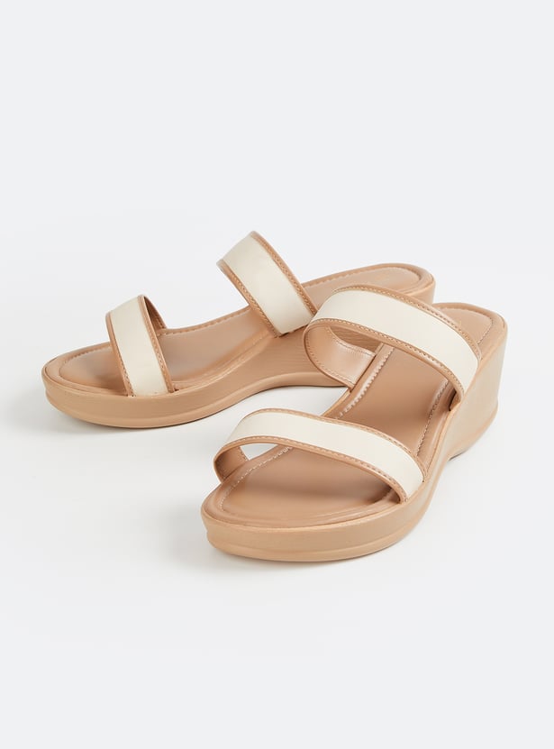 Women Contrast Strap Wedges