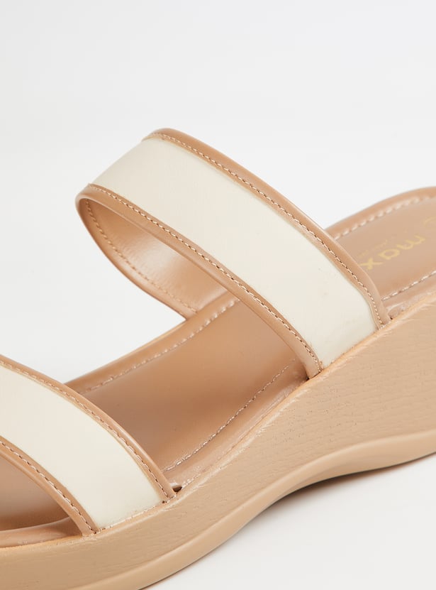 Women Contrast Strap Wedges