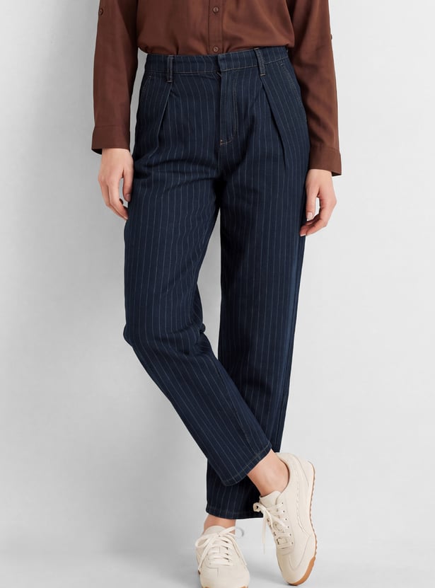 Men Denim Barrel Fit Trousers