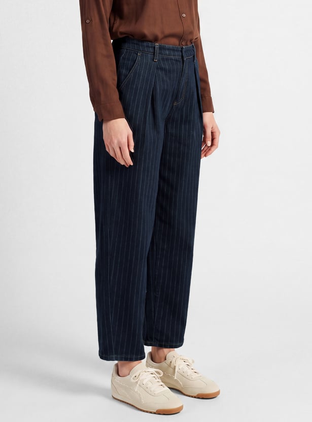 Men Denim Barrel Fit Trousers