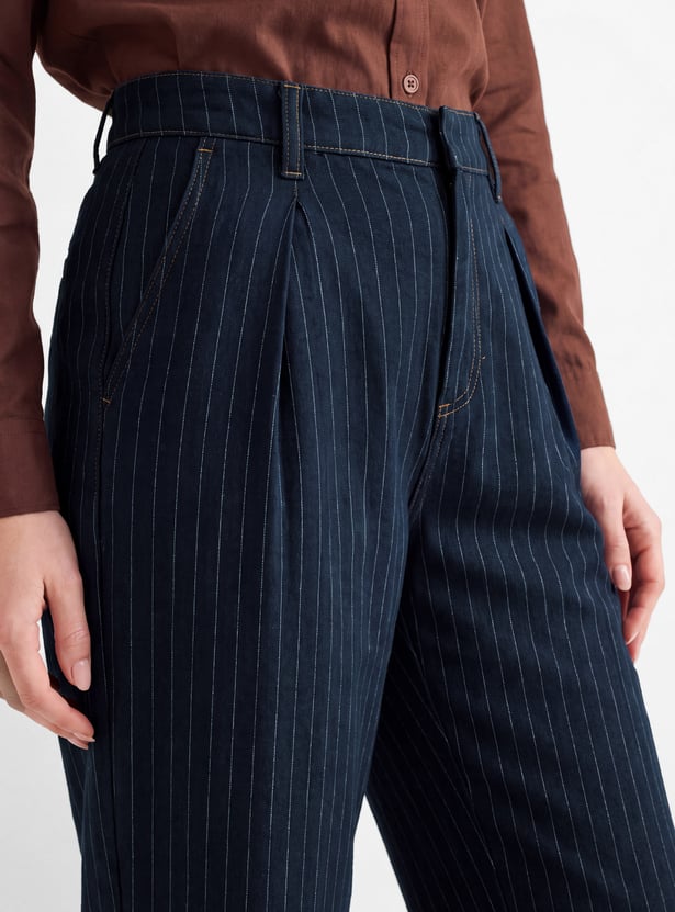 Men Denim Barrel Fit Trousers