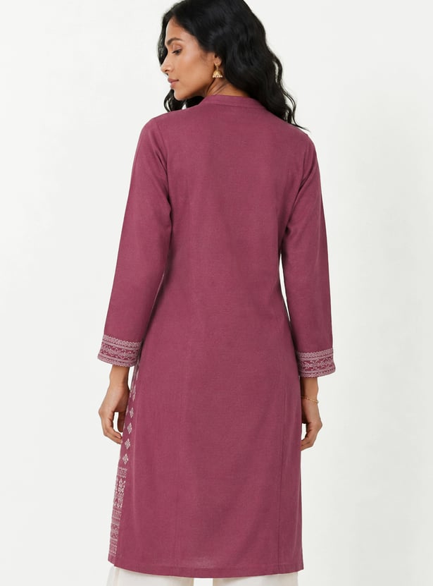 Women Printed Straight Winter Kurta