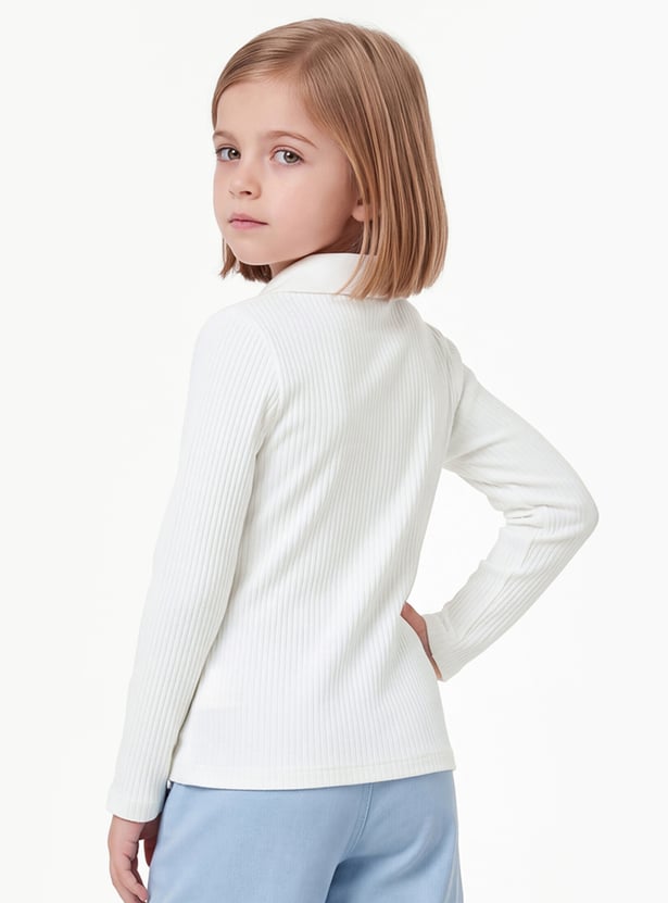 Girls Embroidered Johnny Collar T-shirt