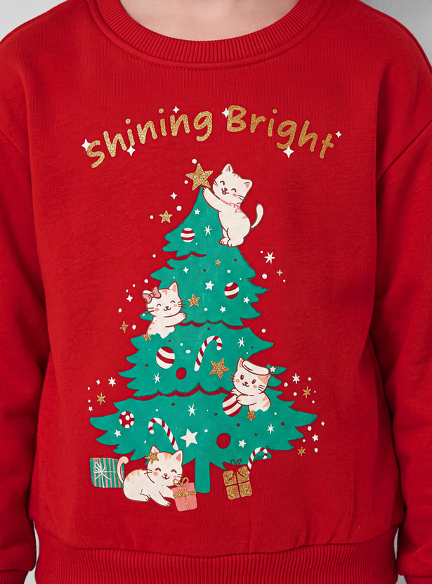 Girls Printed Pullover Sweatshirt