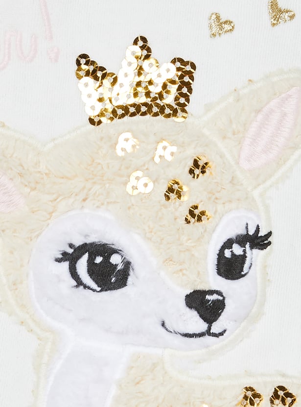 Girls Deer Embellished Sweatshirt