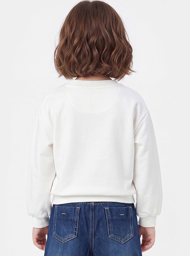Girls Deer Embellished Sweatshirt