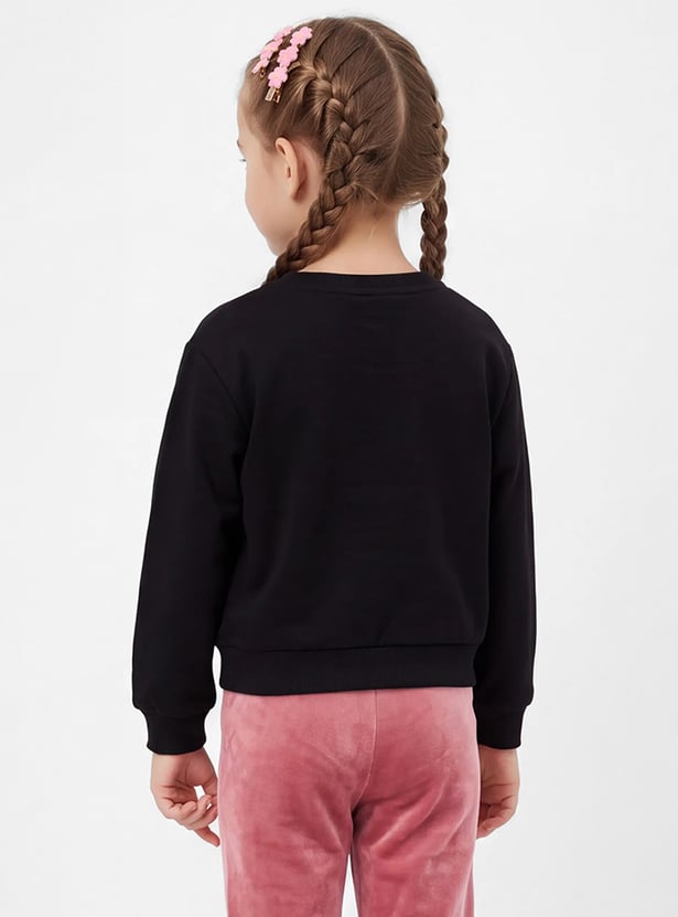 Girls Teddy Bear Embroidered Sweatshirt
