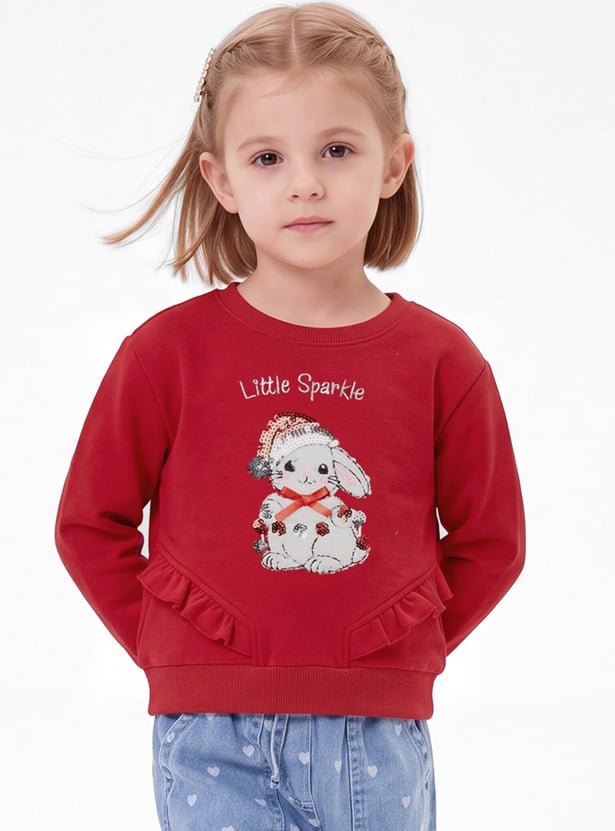 Girls Bunny Embellished Sweatshirt