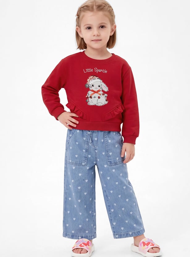 Girls Bunny Embellished Sweatshirt