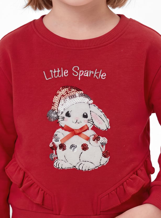 Girls Bunny Embellished Sweatshirt