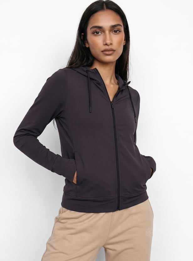 Women Solid Hooded Jacket