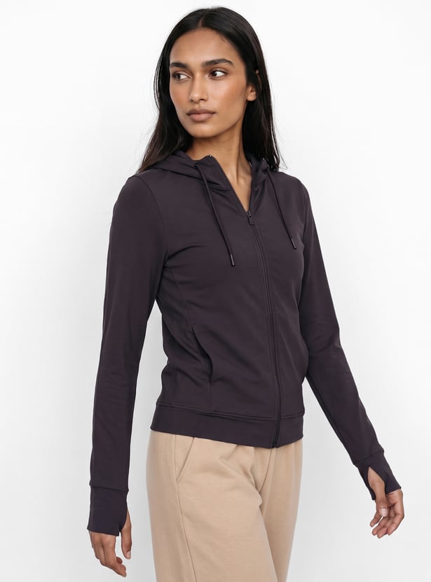 Women Solid Hooded Jacket