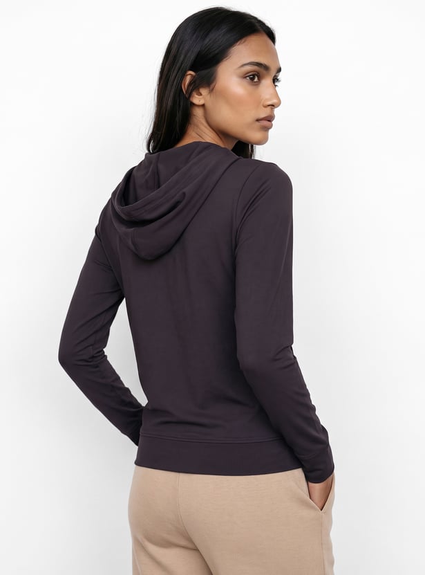 Women Solid Hooded Jacket