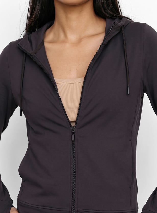 Women Solid Hooded Jacket