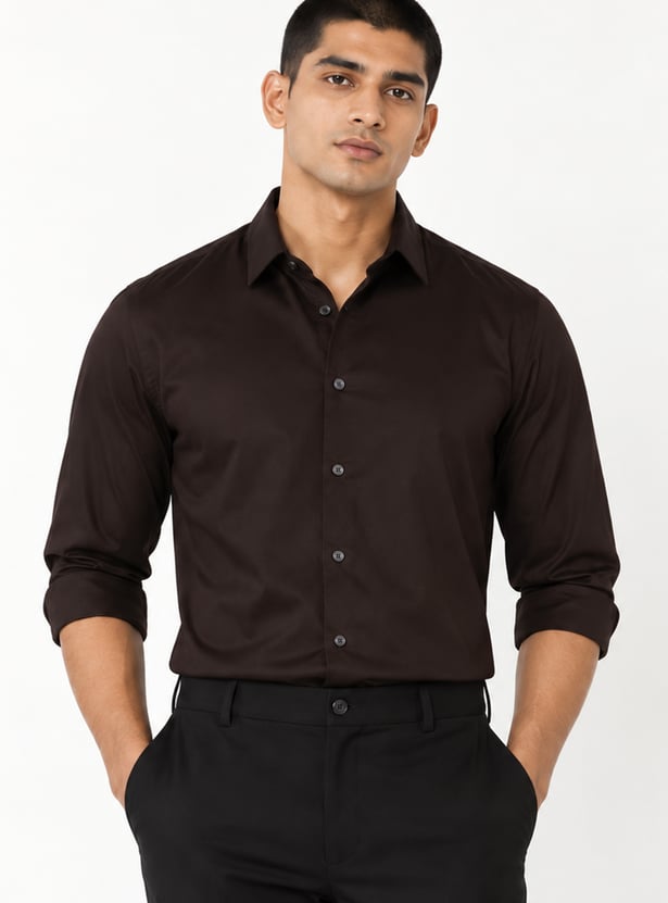 Men Solid Slim Fit Shirt