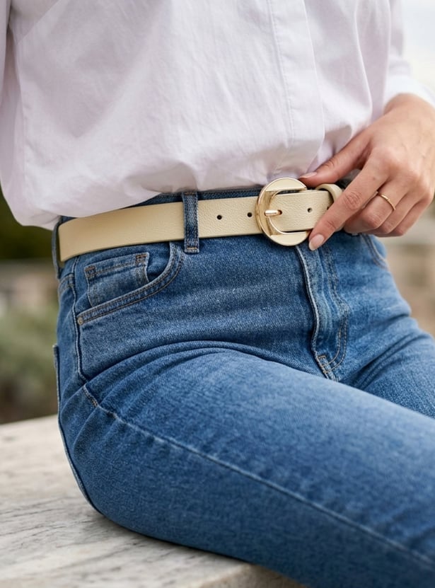 Women Textured Slim Belt