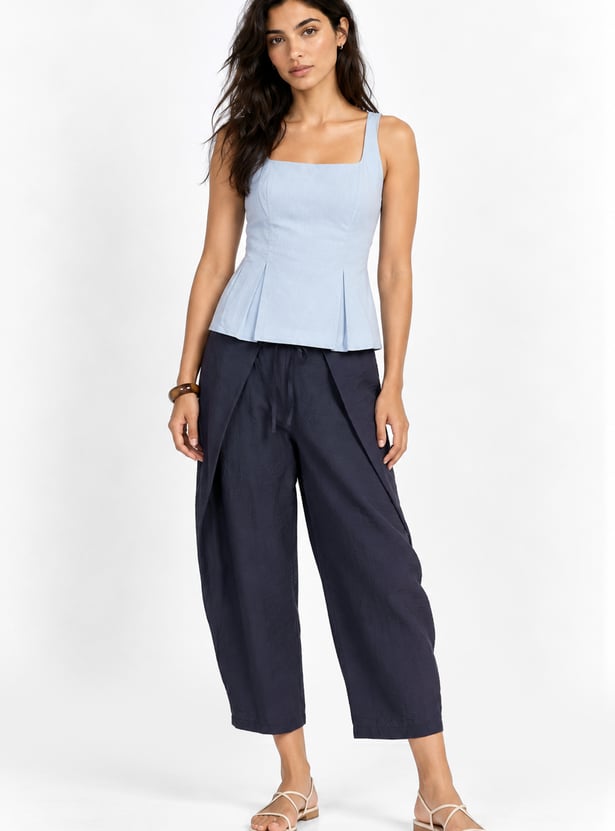 Women Solid Overlapped Trousers