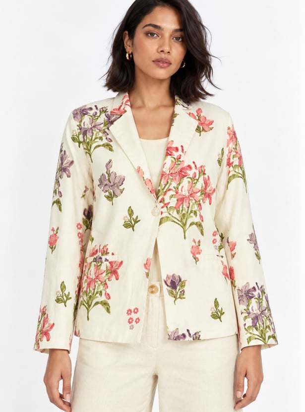 Women Floral Print Blazer