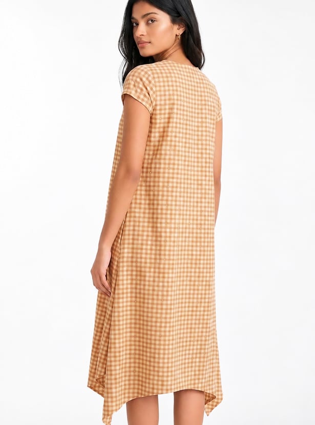 Women Checked Asymmetric Dress