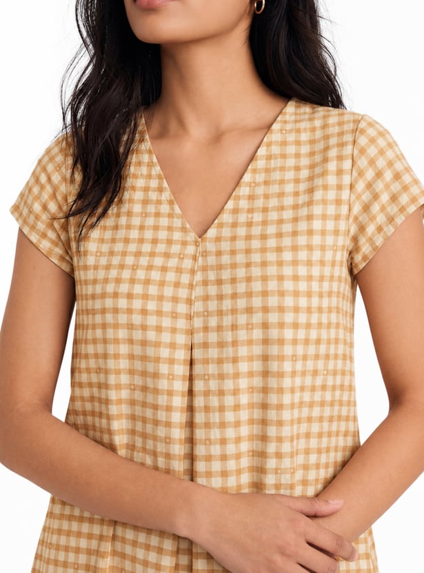 Women Checked Asymmetric Dress