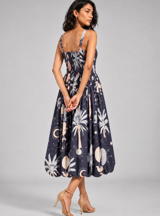 Women Printed A-line Balloon Hem Dress